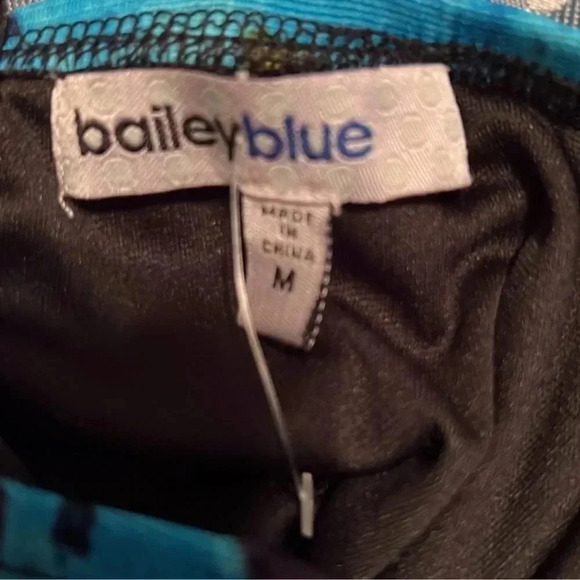 BAILEY BLUE MINI DRESS STRAPLESS FLORAL BLUE AND GREEN STRETCH SIZE MEDIUM - Picture 7 of 7